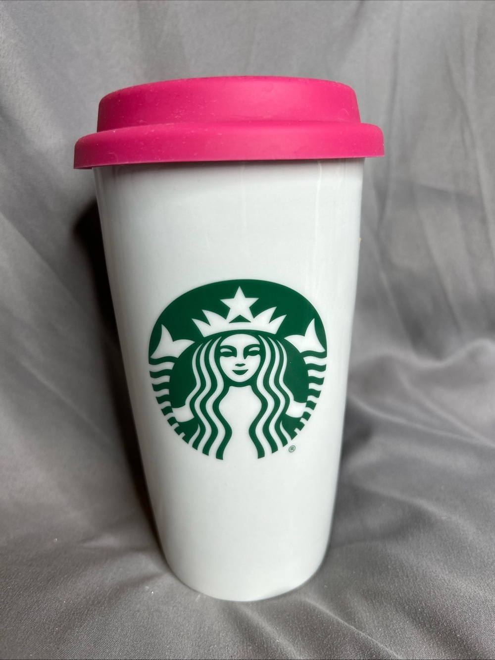 Starbucks White Tumbler with Pink Silicone Lid